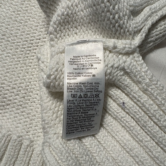 J. Crew Heritage Cotton Relaxed Cardigan Nautical Embroidery White M Coastal - Picture 6 of 8